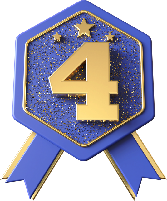 Top 4th award trophy number blue 3d render