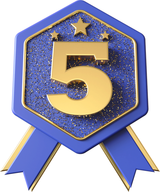 Top 5th award trophy number blue 3d render